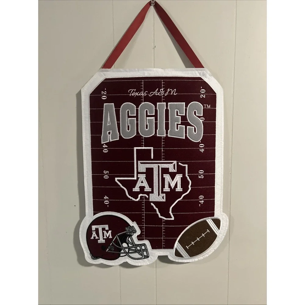 NCAA Team Spirit Sports Door Decor A&M Texas Aggies Maroon And Gray NWT Football